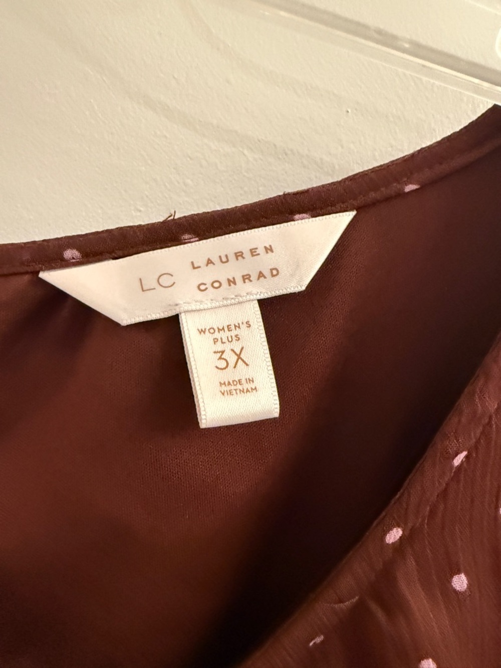LC Lauren Conrad Brown Polka Dot Pleated Sleeve Blouse - Picture 3 of 5